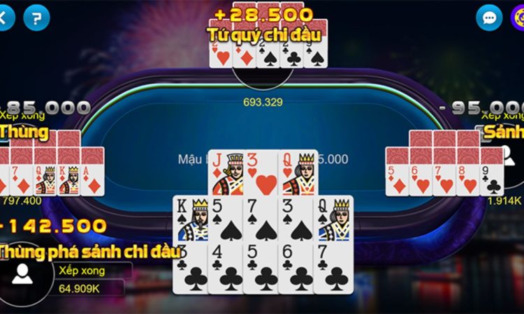 Xếp bài mậu binh hoàn hảo với chi đầu tứ quý
