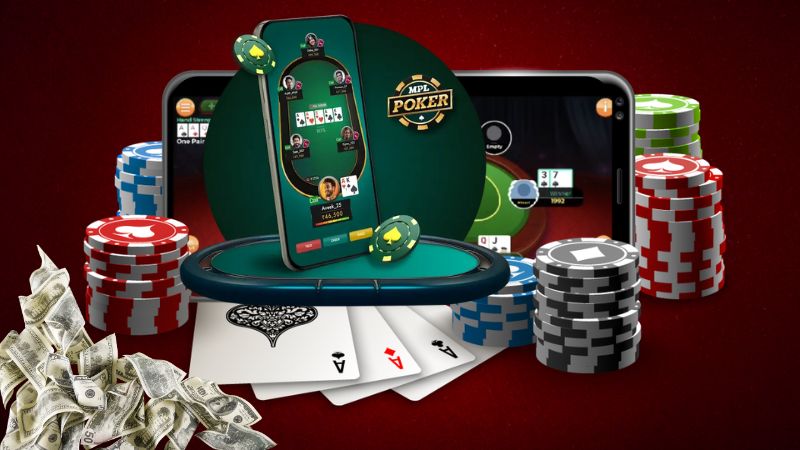 Bàn chơi poker trực tuyến với thiết kế hiện đại, tái hiện không khí sòng bài chuyên nghiệp.
